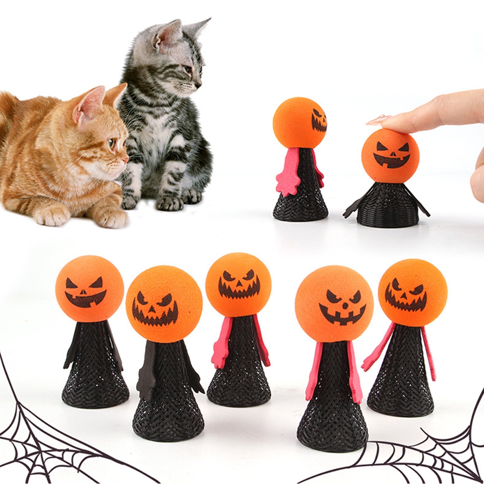 Halloween Bouncing Pumpkin Cat Toy – Interactive Spring Play for Cats