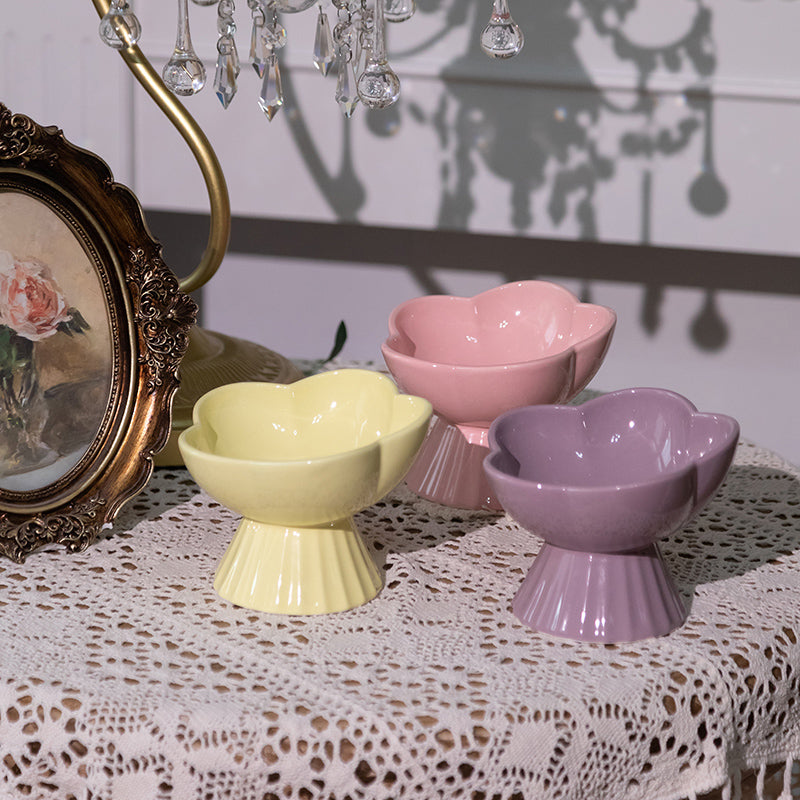 Flower and Shell Cat Bowl