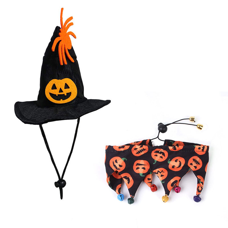 Pumpkin Cat Hat and Bib Combo Set