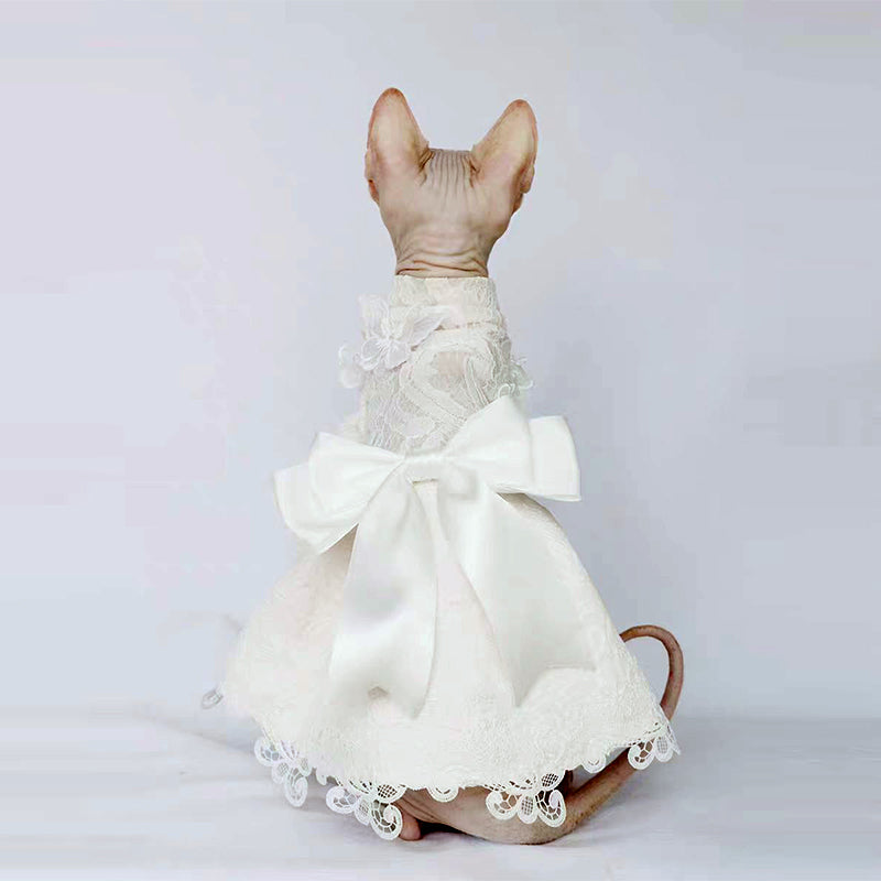 Elegant Cat Wedding Dress with Veil