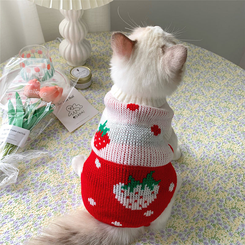 Strawberry Heart Cat Sweater