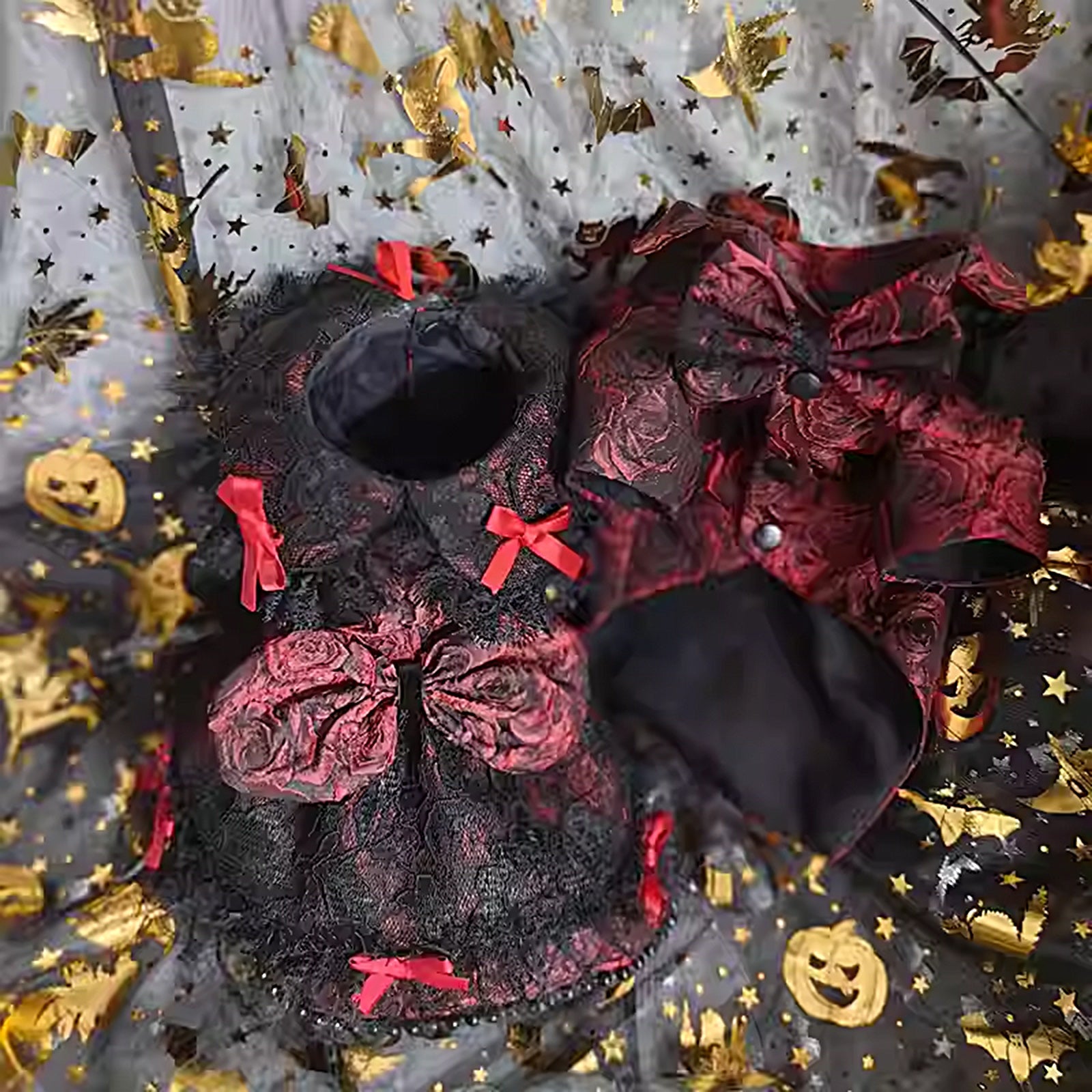 Halloween Gothic Rose Costume for Cats