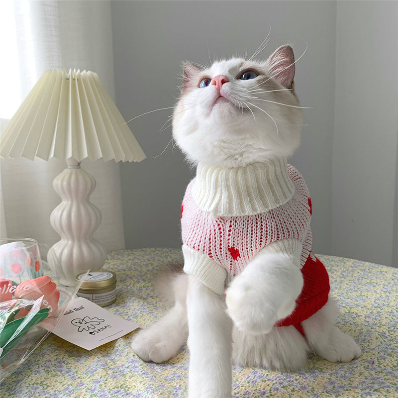 Strawberry Heart Cat Sweater