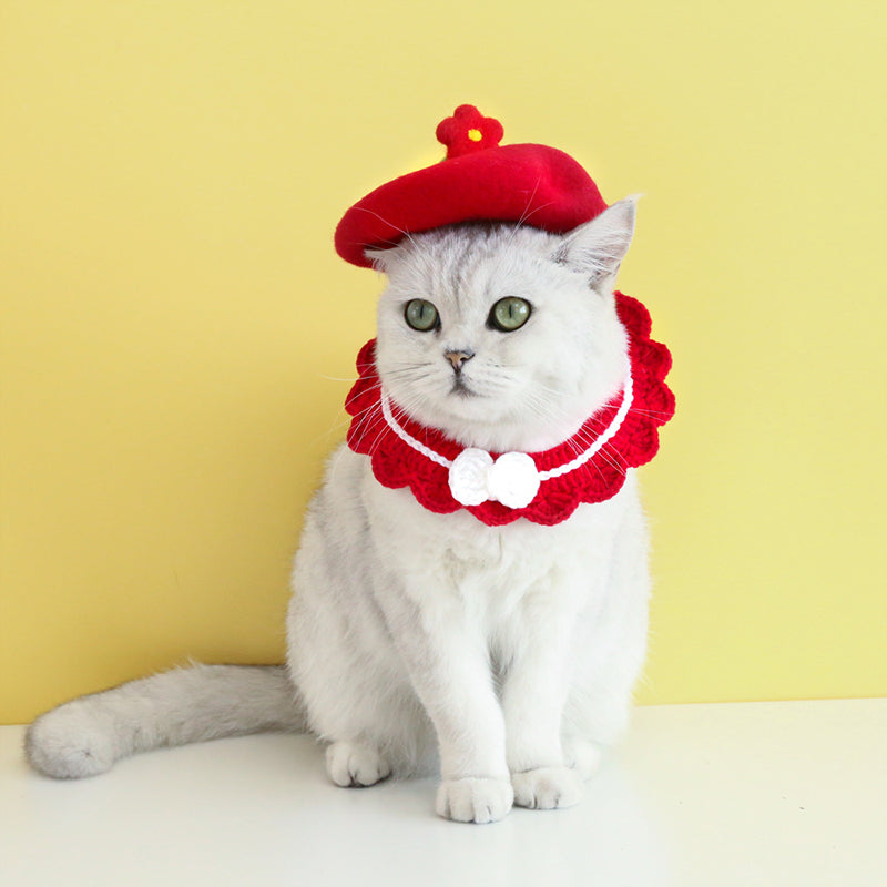 Stylish Floral Cat Beret