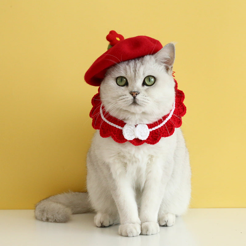 Stylish Floral Cat Beret