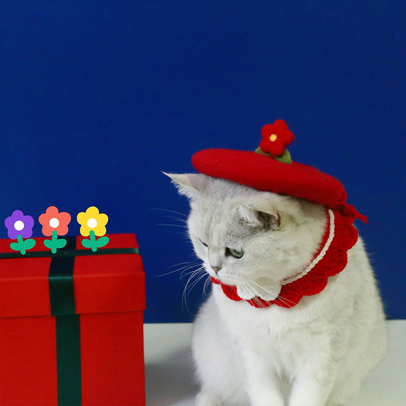 Stylish Floral Cat Beret