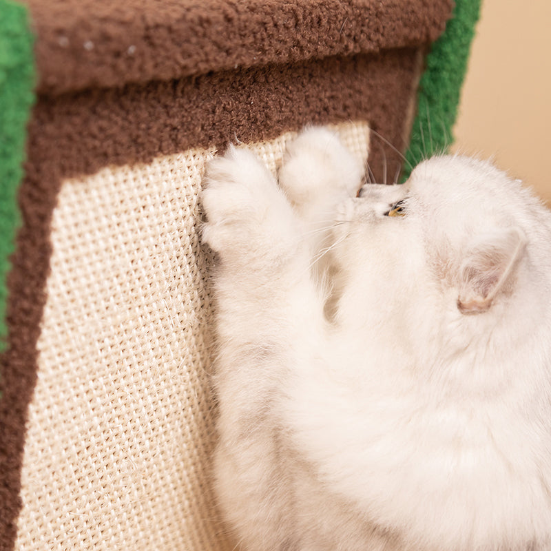 Cozy Green Radio Cat Bed-Scratching Board Side