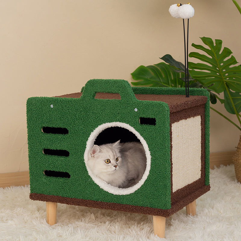 Cozy Green Radio Cat Bed for large cats