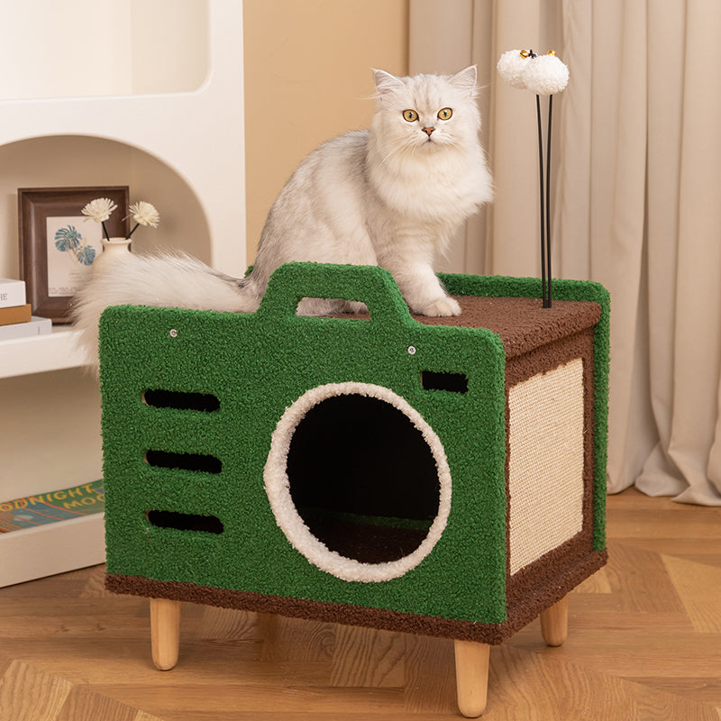 Cozy Green Radio Cat Bed