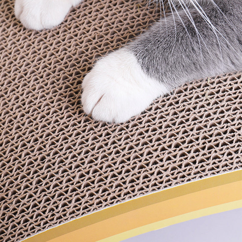 Close-up of the Banana Shaped Cat Scratching Pad showing the durable scratching surface.