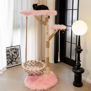 Pink replacement mat for Cloud Swing Cat Tree – adds a touch of color and comfort.