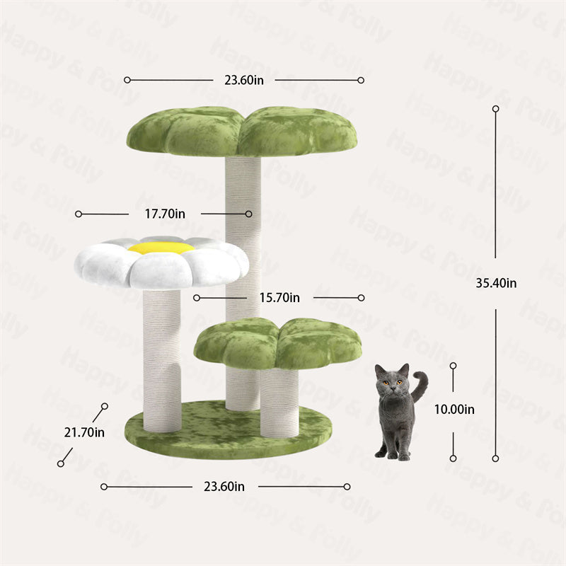 Four Leaf Clover Cat Tree size with cat for comparison