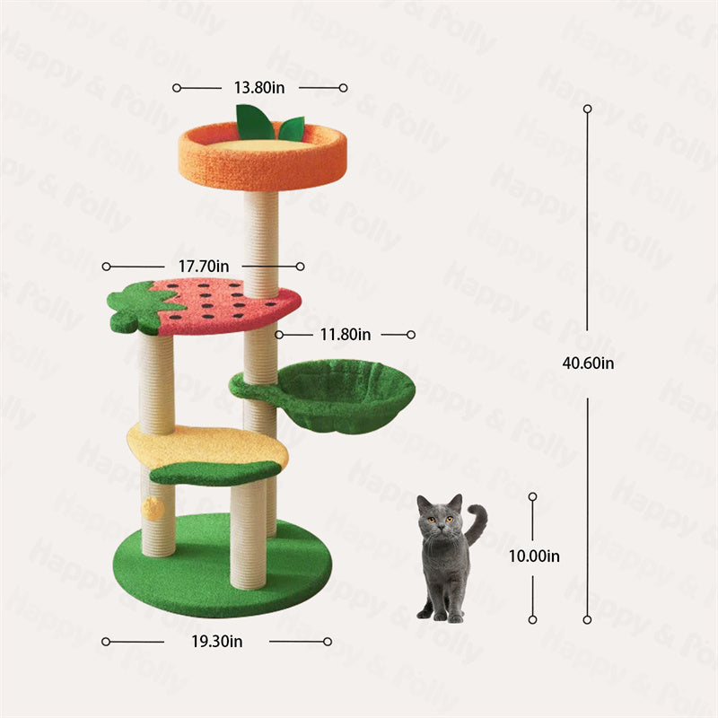 Dimensions of the Fruit World Cat Tree, showcasing its overall size