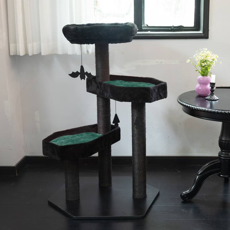 Gothic Style Cat Tree in retro green color