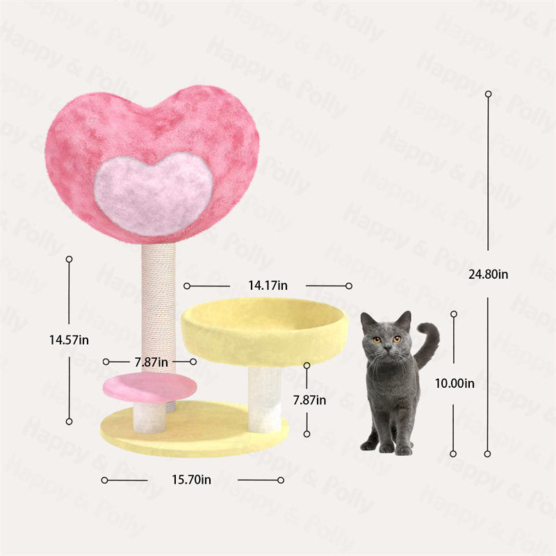 Size comparison of the Hit Your Heart Cat Tree Yellow Platform.