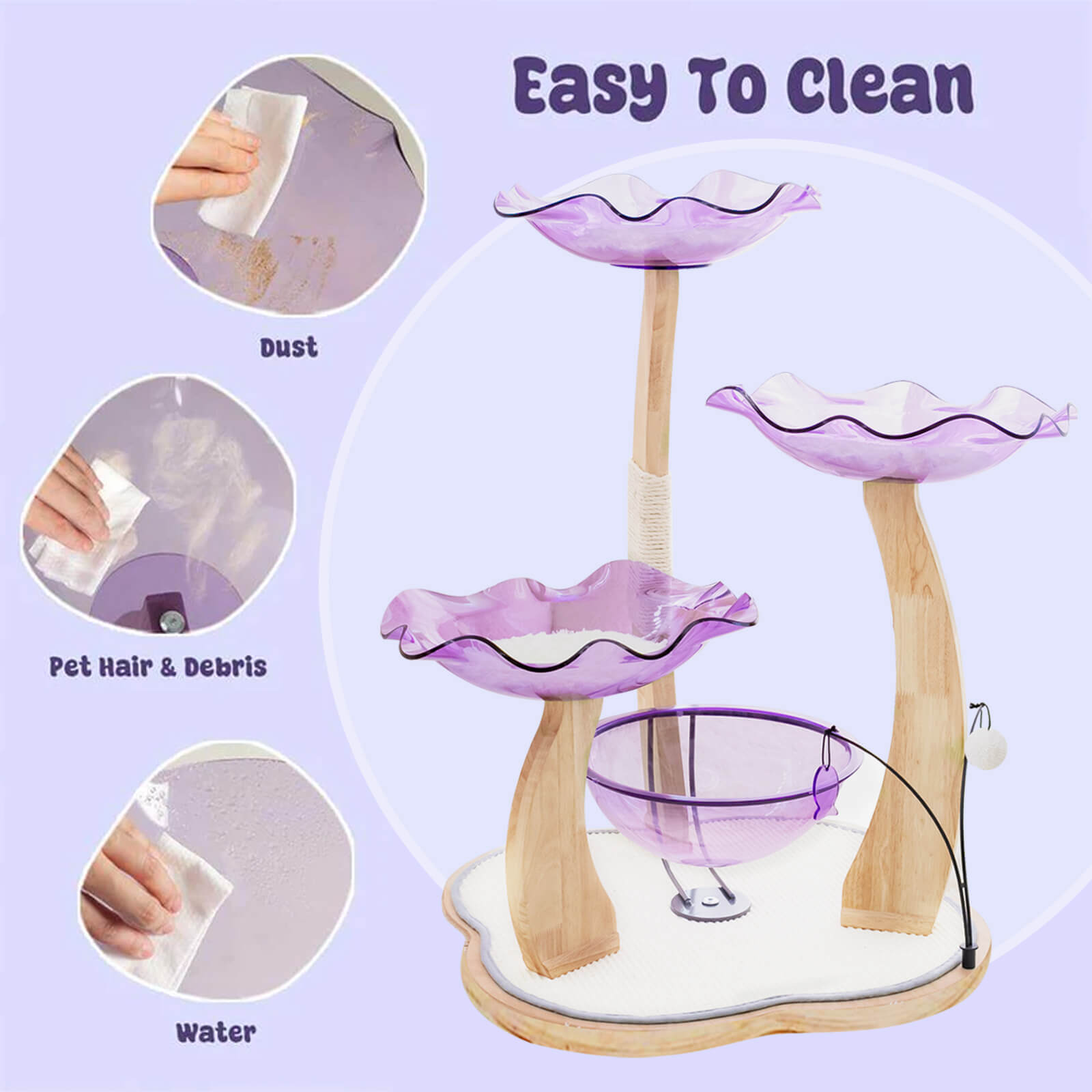 Jellyfish Dream Cat Tree easy to clean