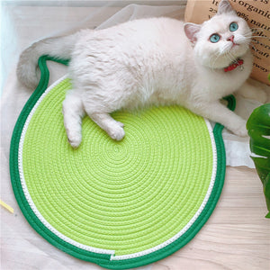 Kiwi-shaped version of the Cat Ear Shaped Cat Scratching Pad.