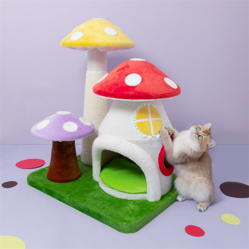 Side view of the Magic Mushroom Cat Tree