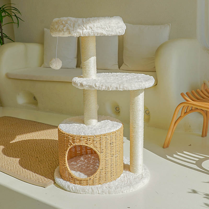 Milk Cloud Cat Tree in a minimalist modern living room