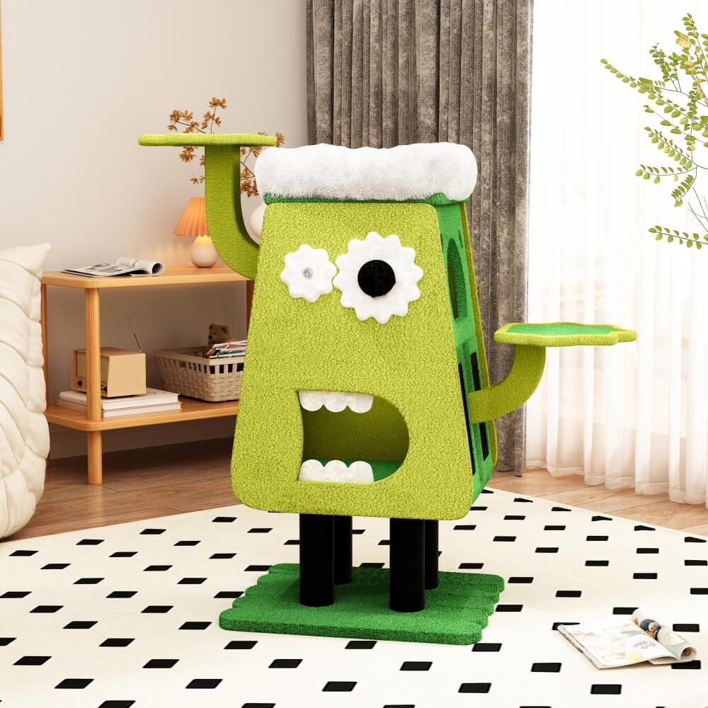 Monster Waiter Cat Tree in living room – stylish and fun cat furniture for modern homes.