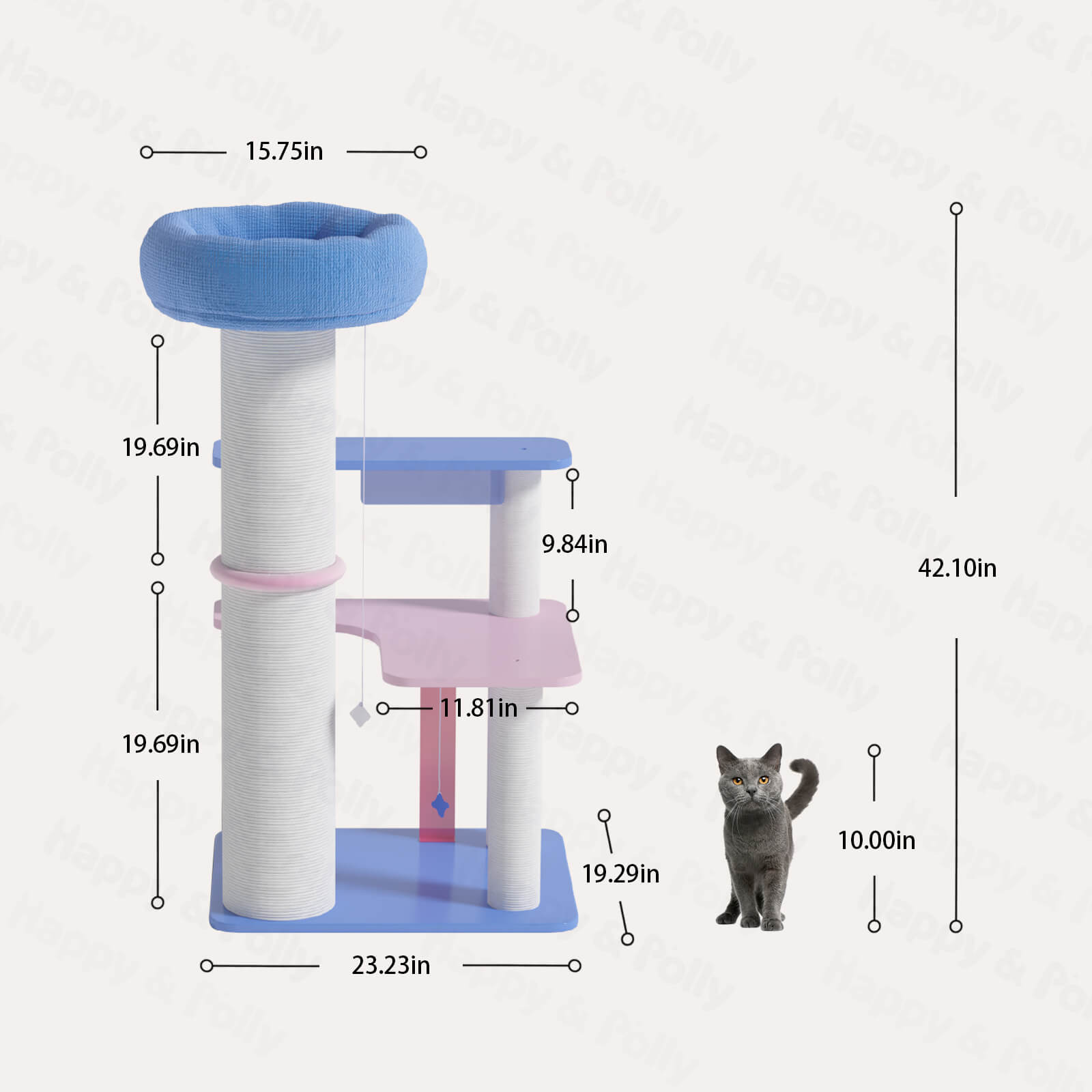 MoraSky Cat Tree dimensions – spacious cat tree with large base and platform measurements.