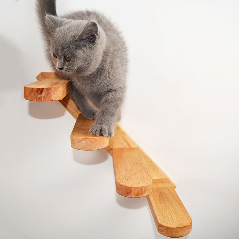 Cat Climbing Ladder Wood Stairs Jumping Platform - happyandpolly