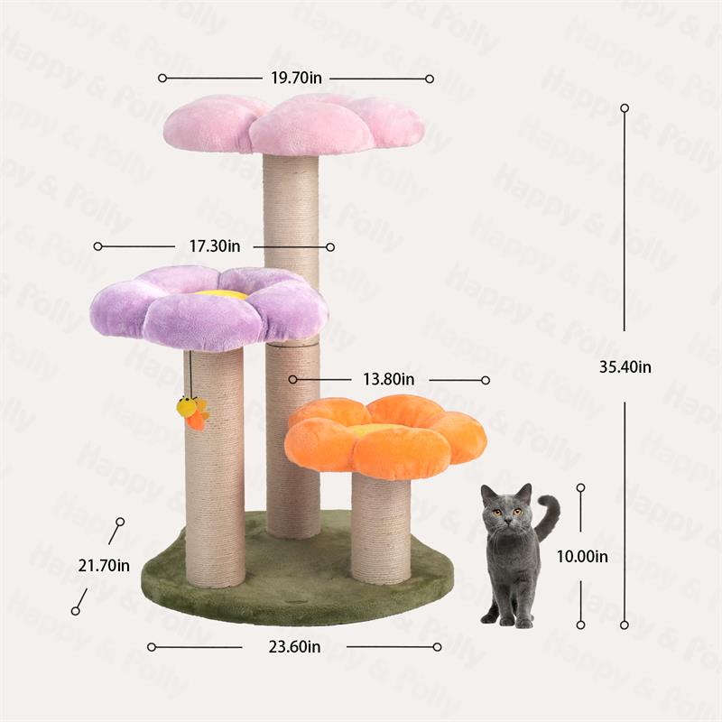 Dimensions of the Three Flower Cat Tree