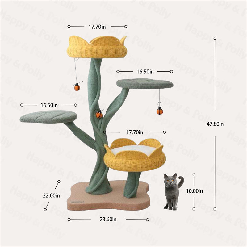 Dimensions of the Yellow Tulip Cat Tree