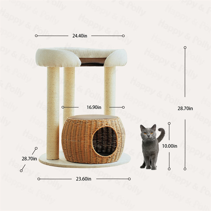 Zen Style Rattan Cat Tree size comparison.